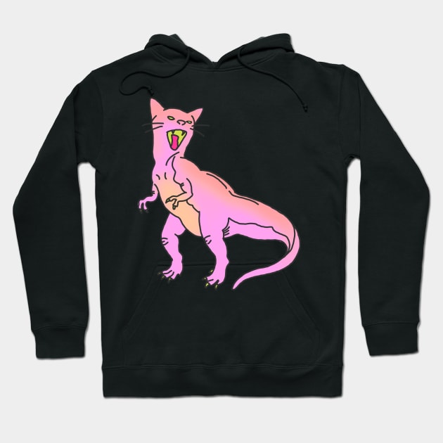 dinosaur raptor cat kitten feminist roar animal cute pink print Hoodie by bigkidult